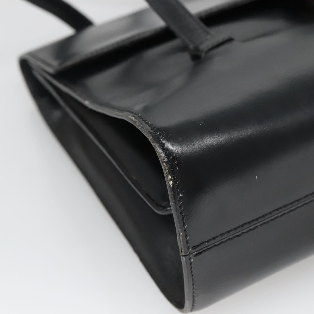 Christian Dior Hand Bag Leather Black Gold Auth ep9887