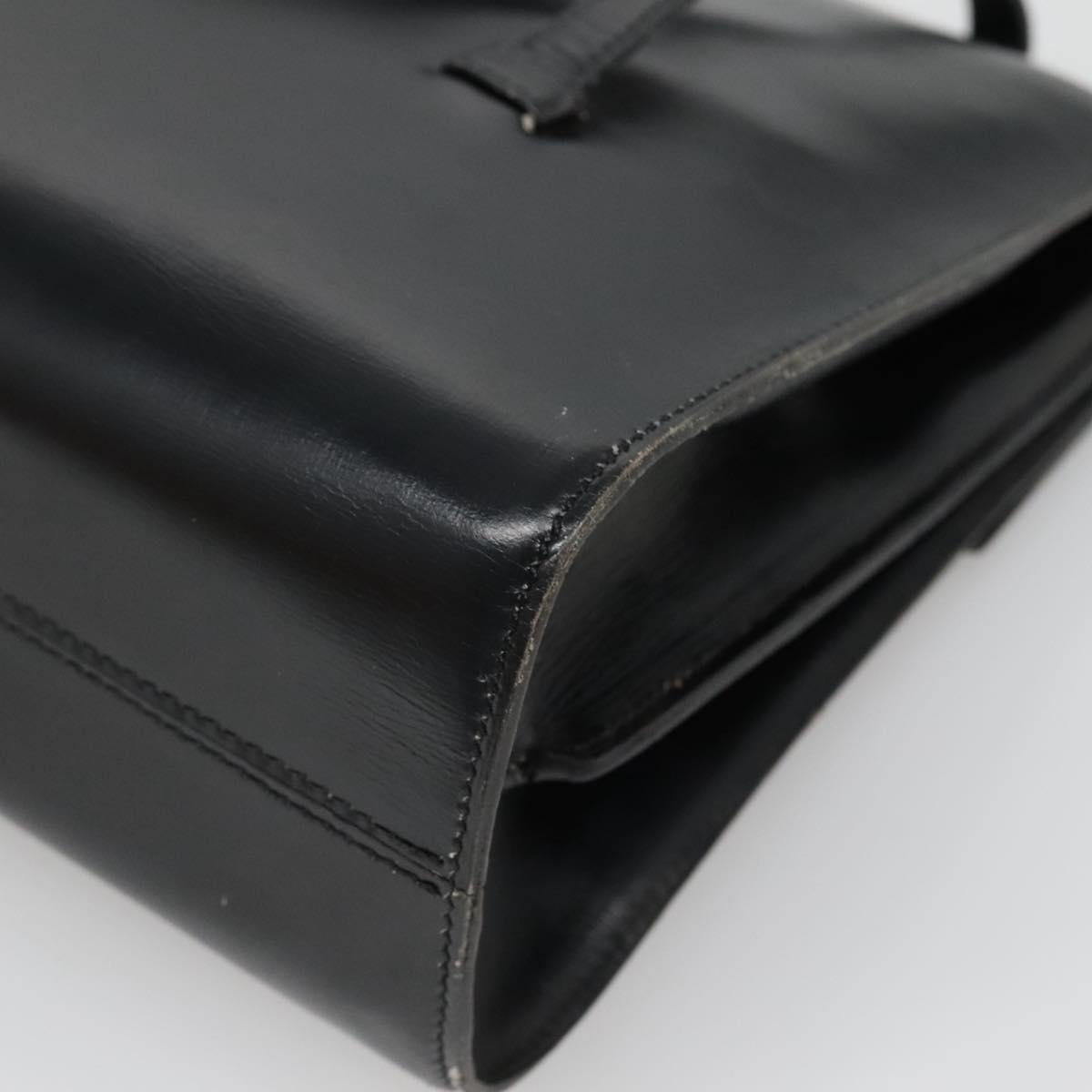 Christian Dior Hand Bag Leather Black Gold Auth ep9887