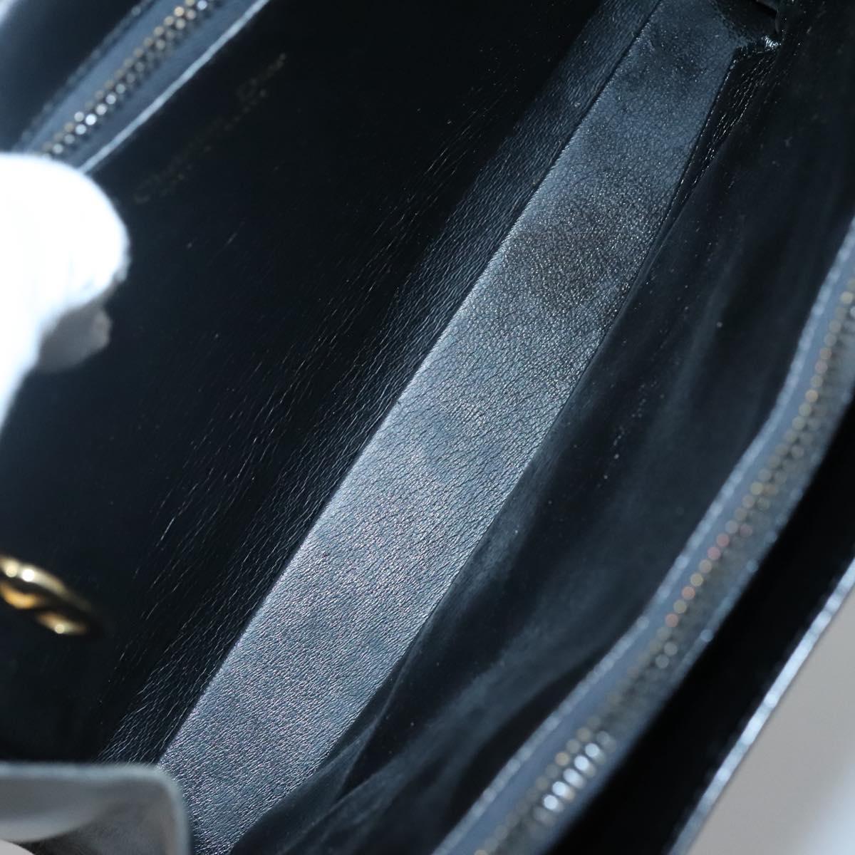 Christian Dior Hand Bag Leather Black Gold Auth ep9887
