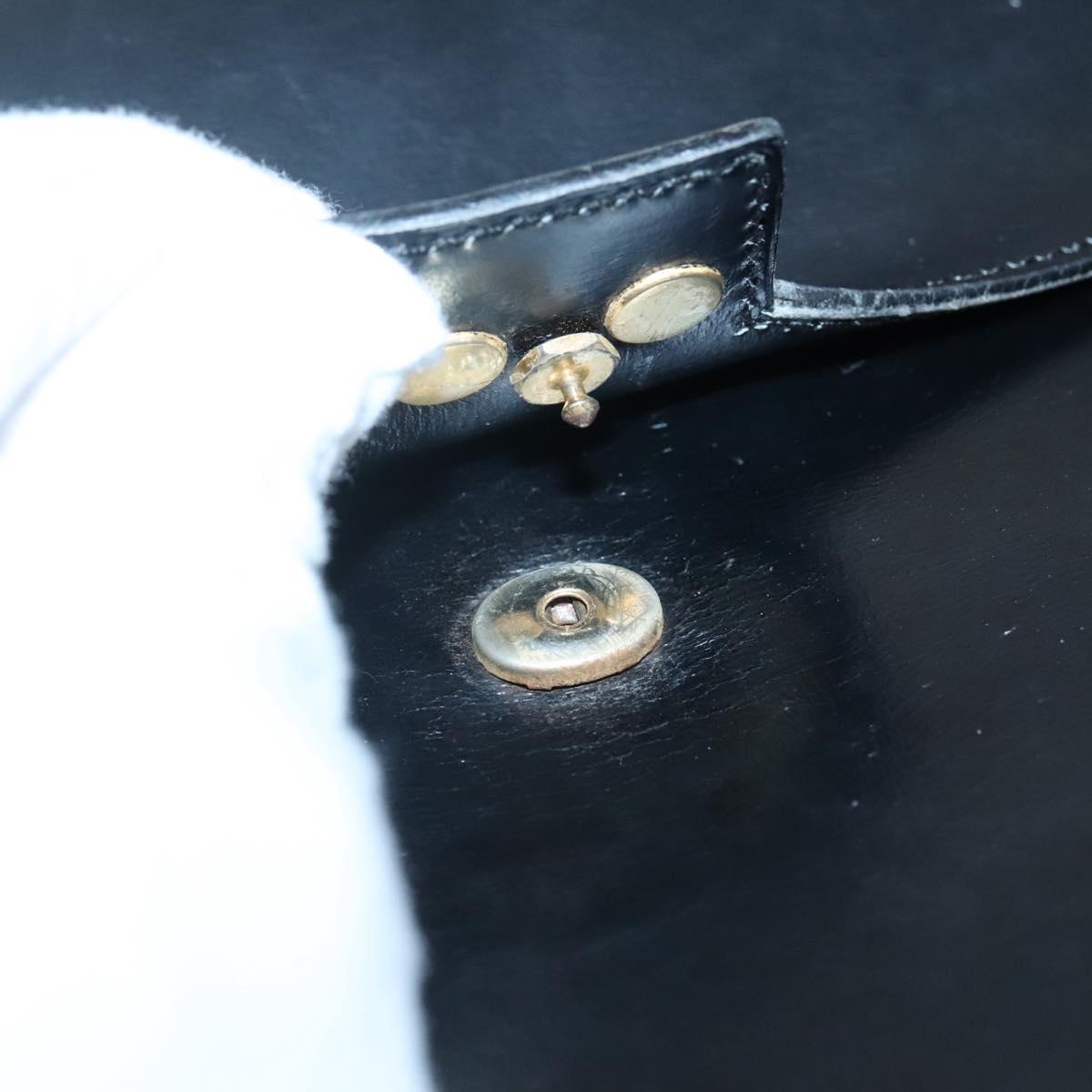 Christian Dior Hand Bag Leather Black Gold Auth ep9887