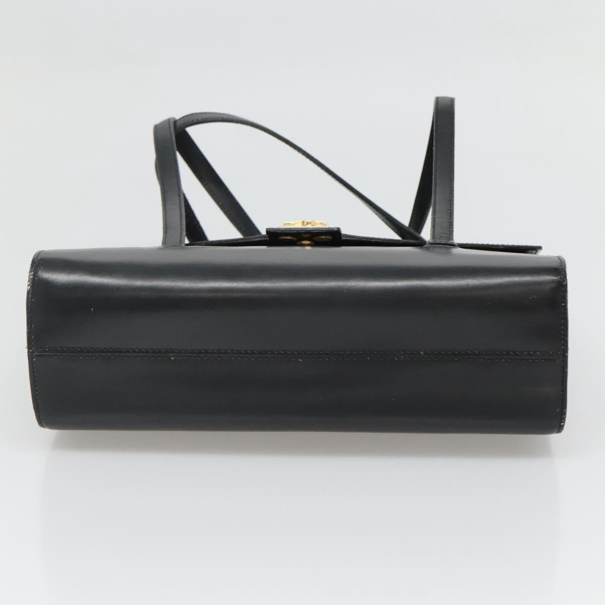 Christian Dior Hand Bag Leather Black Gold Auth ep9887