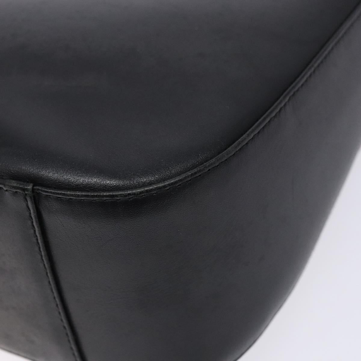 BURBERRY Shoulder Bag Leather Black Silver Auth ep9890