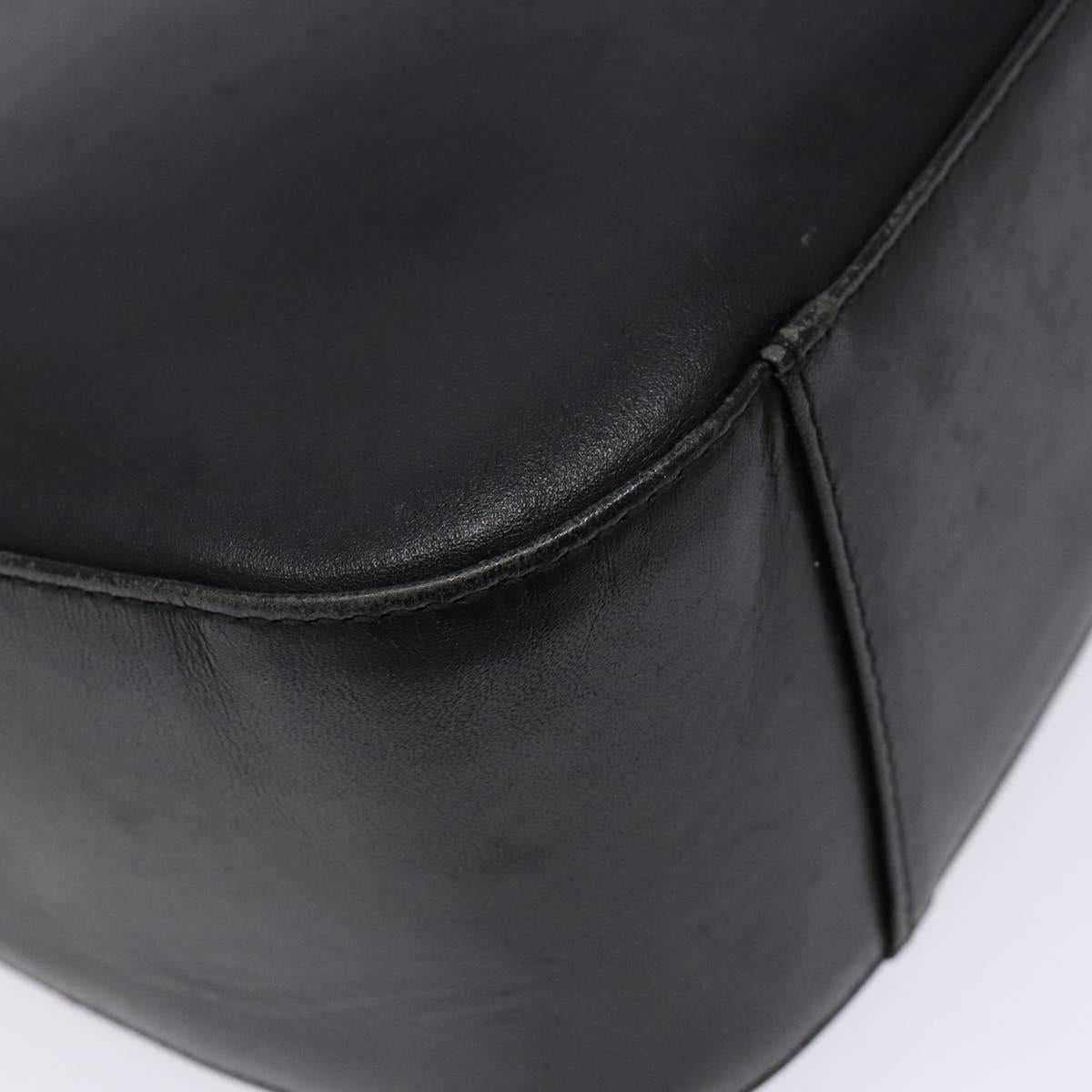 BURBERRY Shoulder Bag Leather Black Silver Auth ep9890