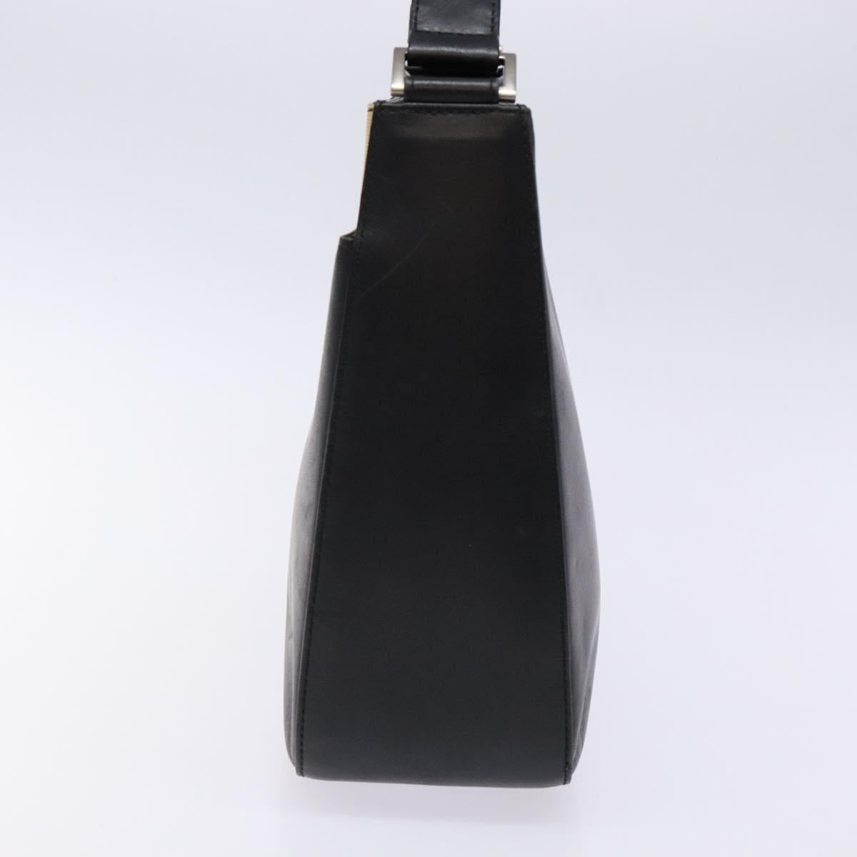 BURBERRY Shoulder Bag Leather Black Silver Auth ep9890