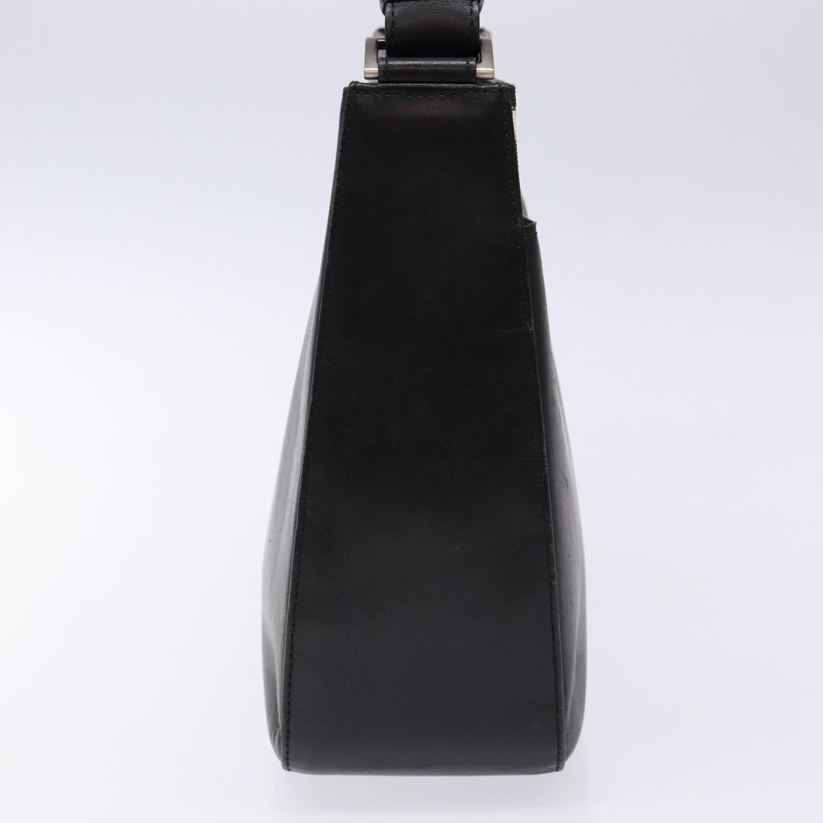 BURBERRY Shoulder Bag Leather Black Silver Auth ep9890