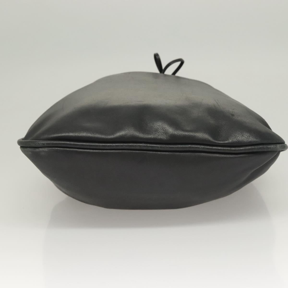 GUCCI Bamboo Shoulder Bag Leather Black Silver 0014033 Auth ep9891