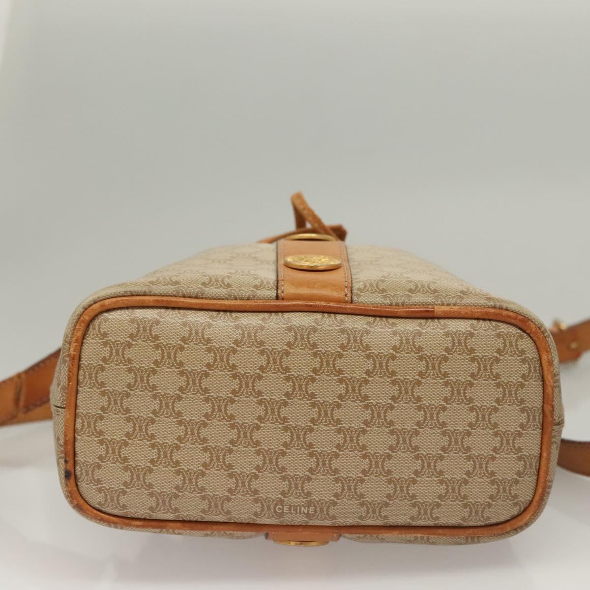 CELINE Macadam Canvas Shoulder Bag PVC Beige Gold Auth ep9897