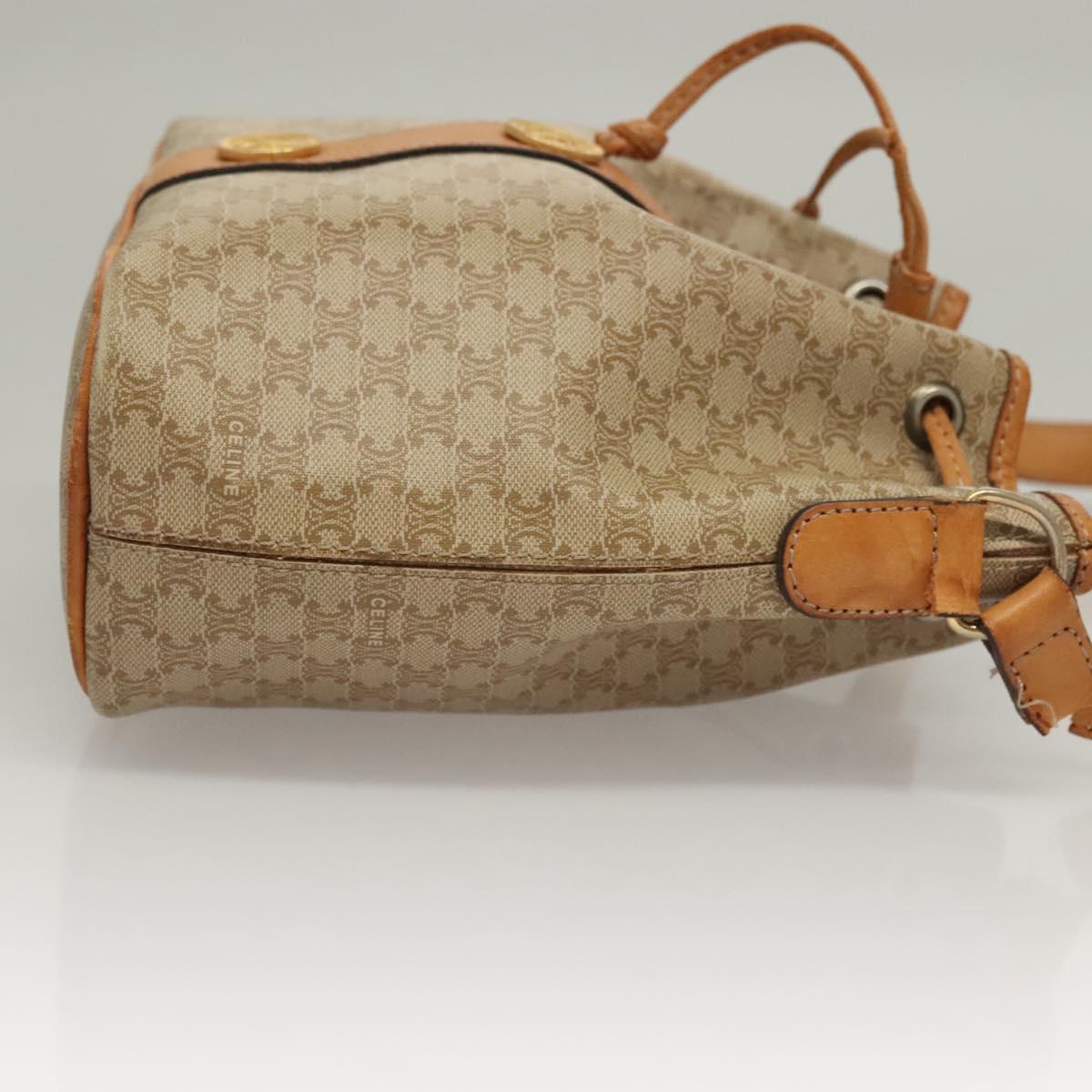 CELINE Macadam Canvas Shoulder Bag PVC Beige Gold Auth ep9897