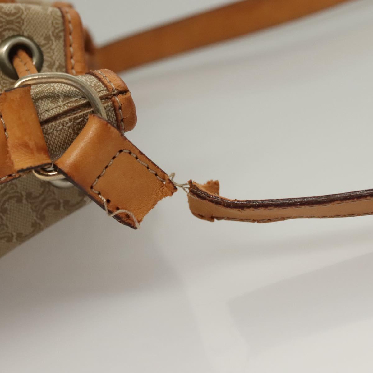 CELINE Macadam Canvas Shoulder Bag PVC Beige Gold Auth ep9897