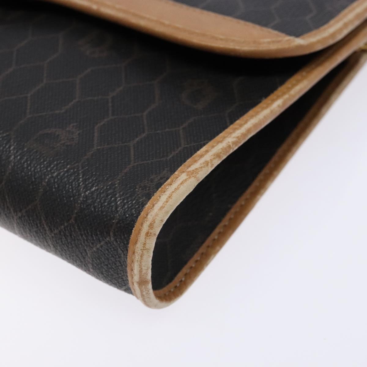Christian Dior Honeycomb Canvas Chain Shoulder Bag PVC Black Gold Auth ep9904