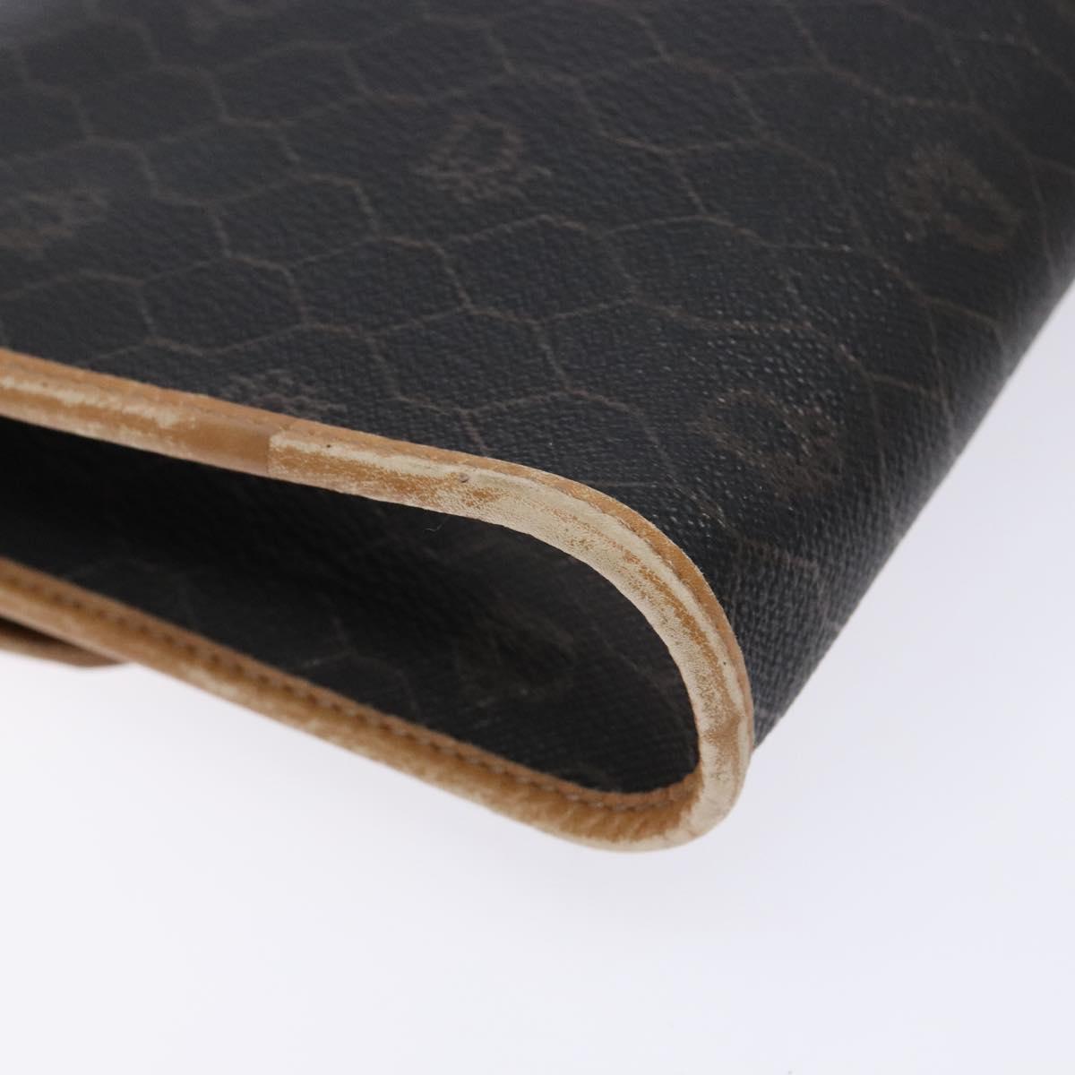 Christian Dior Honeycomb Canvas Chain Shoulder Bag PVC Black Gold Auth ep9904