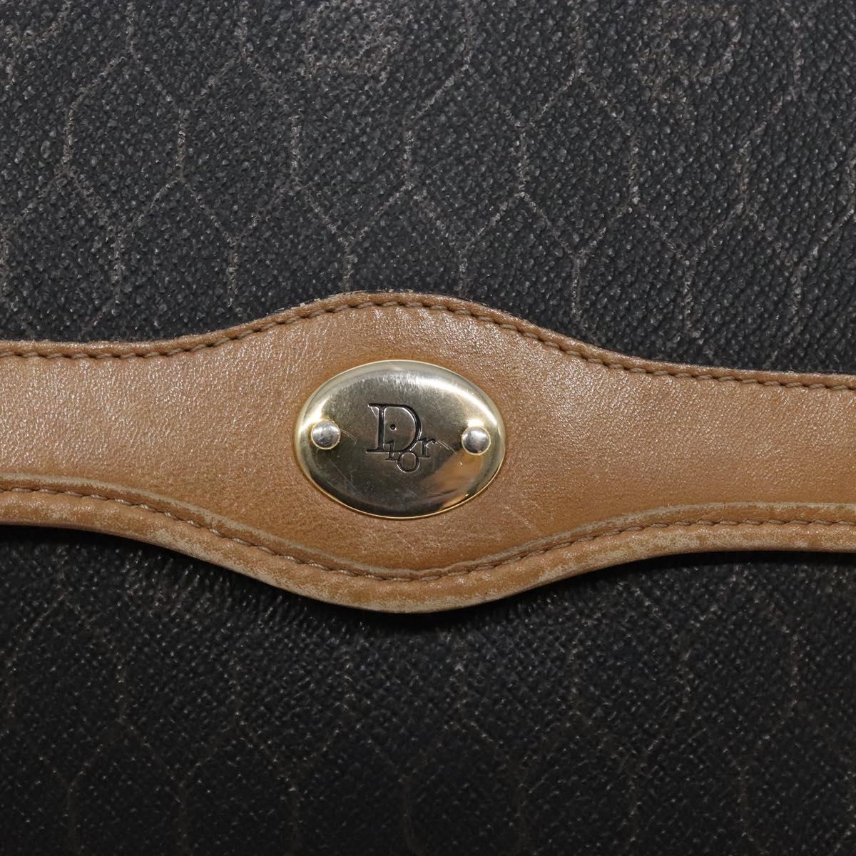 Christian Dior Honeycomb Canvas Chain Shoulder Bag PVC Black Gold Auth ep9904