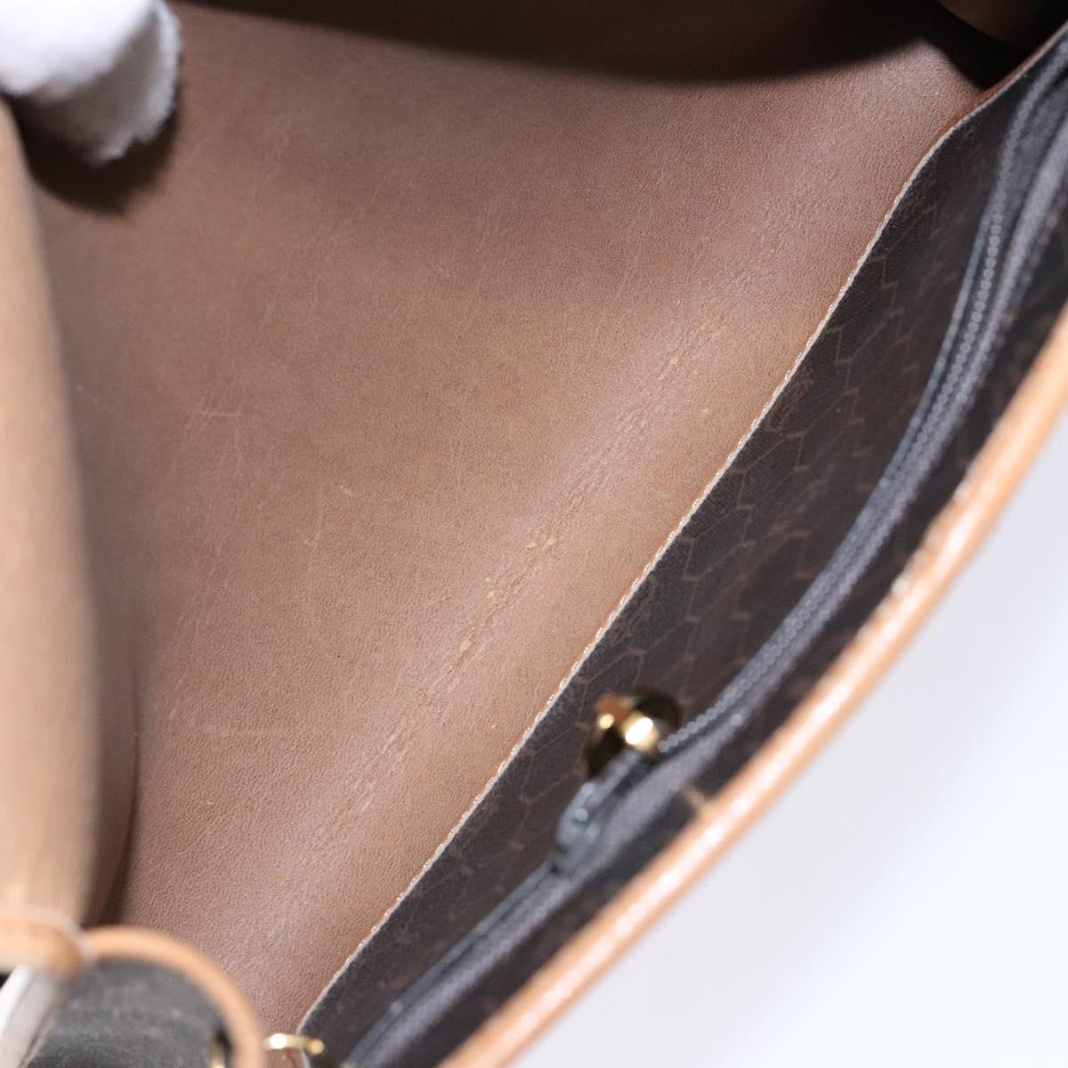Christian Dior Honeycomb Canvas Chain Shoulder Bag PVC Black Gold Auth ep9904