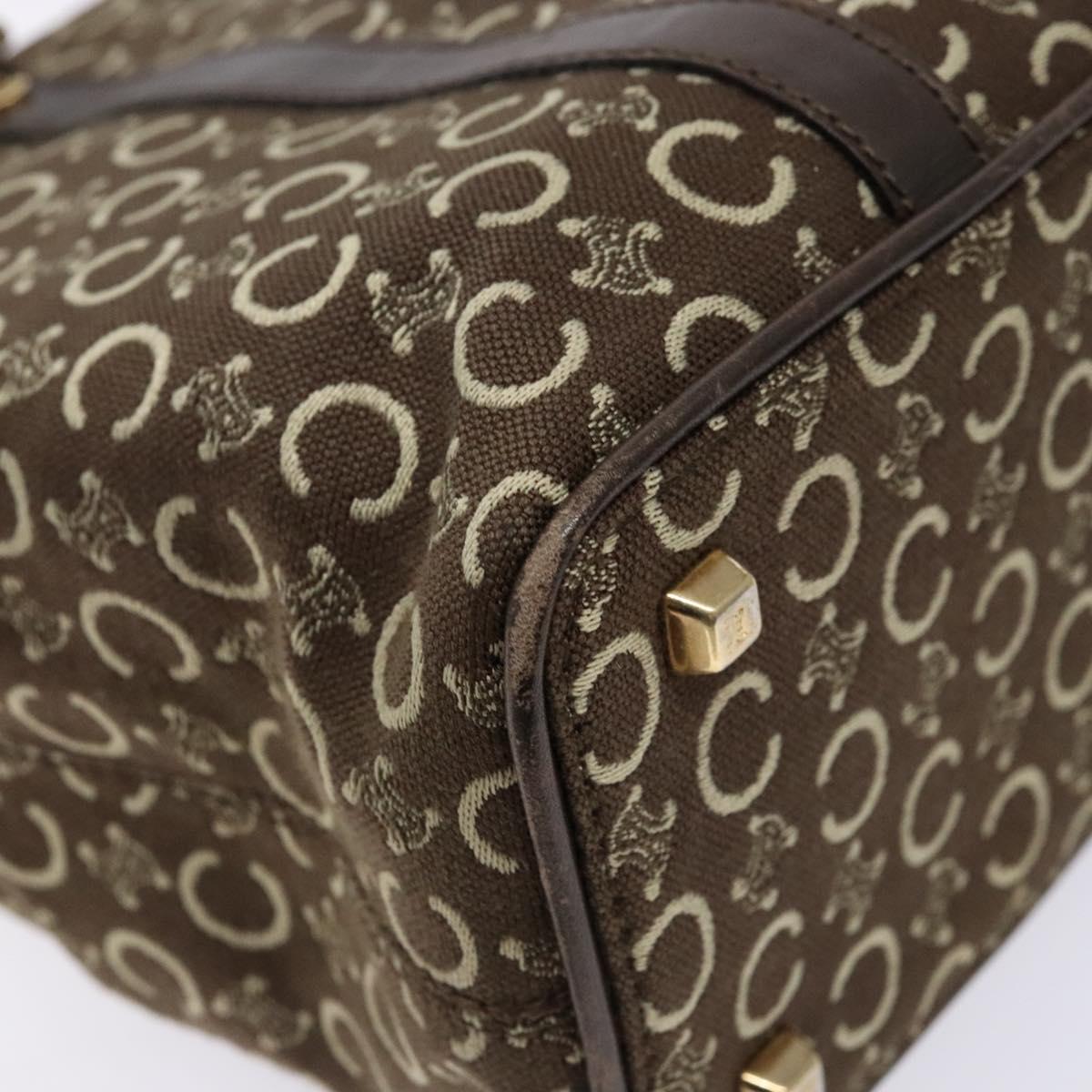 CELINE C Macadam Canvas Hand Bag Brown Gold Auth ep9908