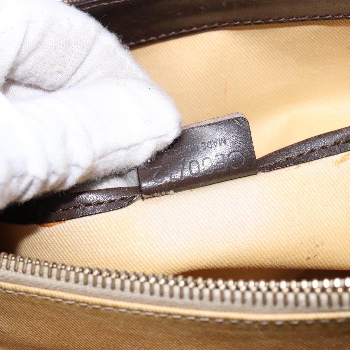 CELINE C Macadam Canvas Hand Bag Brown Gold Auth ep9908