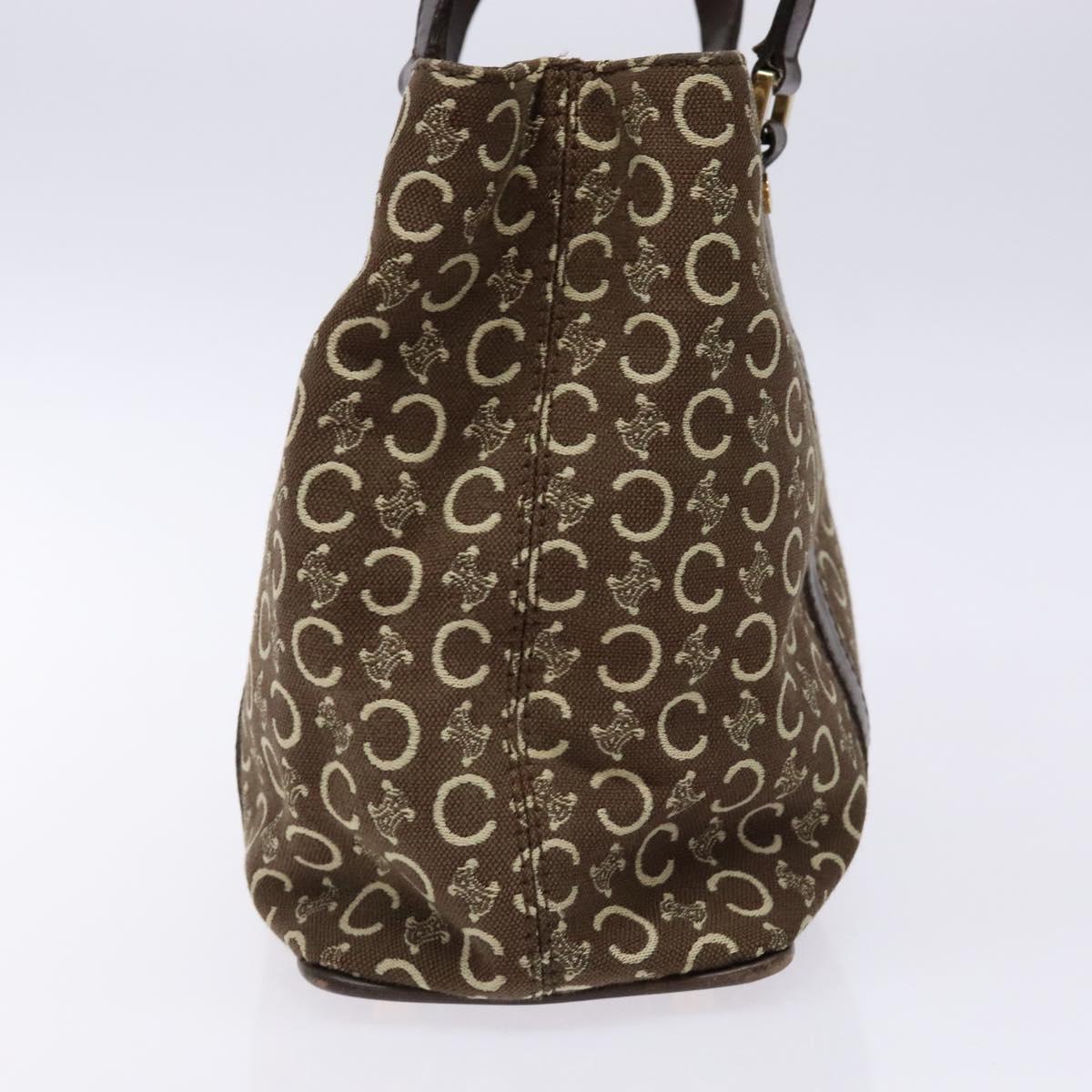CELINE C Macadam Canvas Hand Bag Brown Gold Auth ep9908