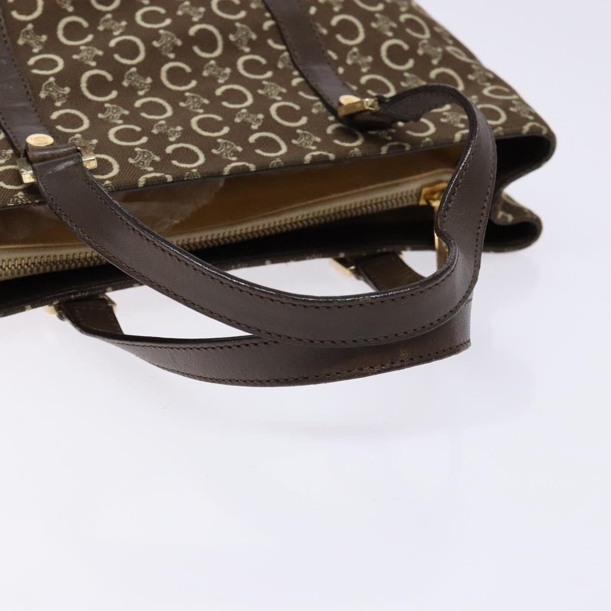 CELINE C Macadam Canvas Hand Bag Brown Gold Auth ep9908