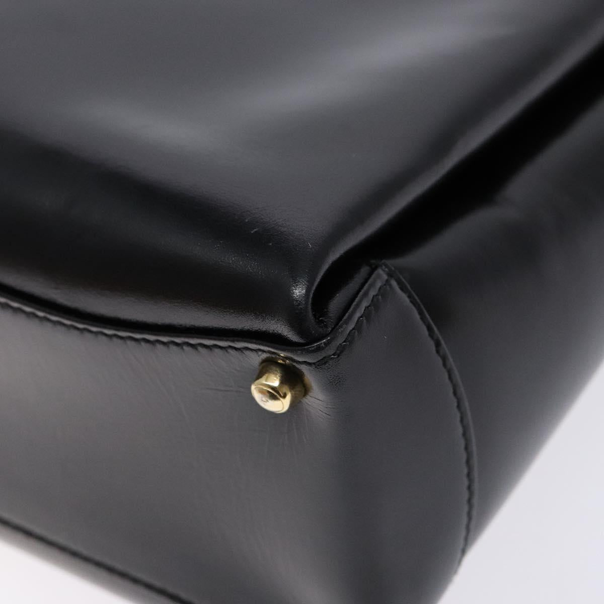 GUCCI Hand Bag Leather Black Gold 000 1448 1269 Auth ep9909