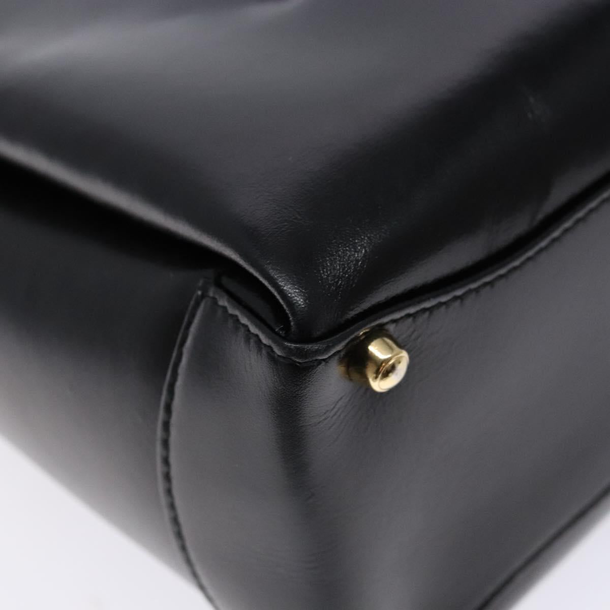 GUCCI Hand Bag Leather Black Gold 000 1448 1269 Auth ep9909