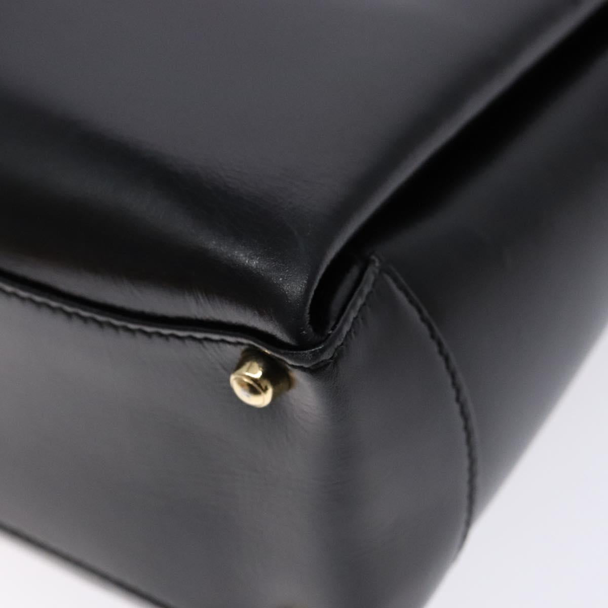 GUCCI Hand Bag Leather Black Gold 000 1448 1269 Auth ep9909