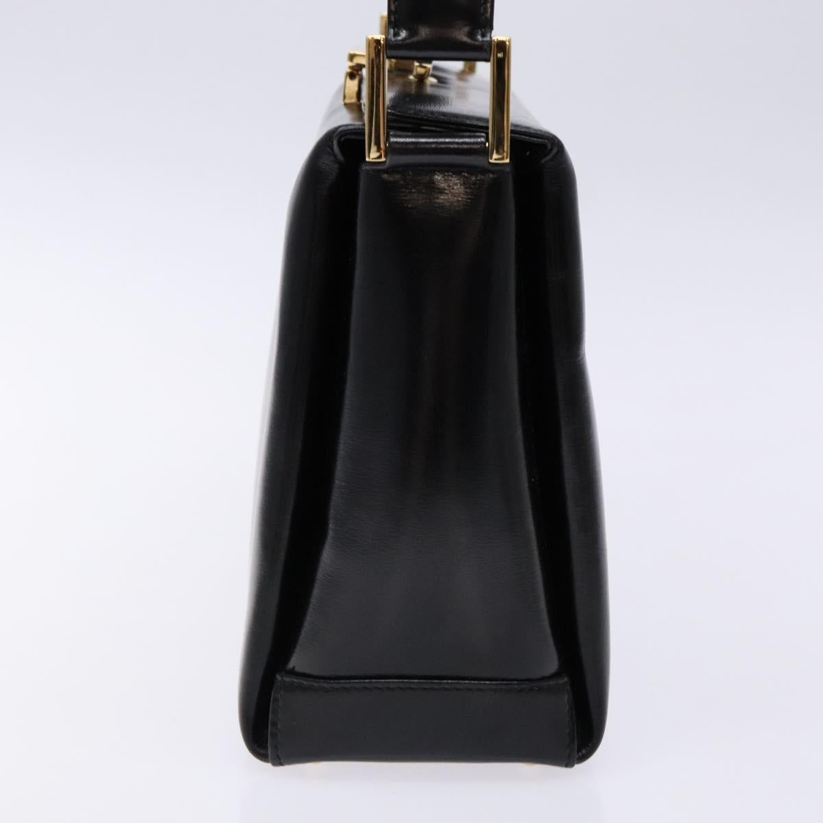 GUCCI Hand Bag Leather Black Gold 000 1448 1269 Auth ep9909