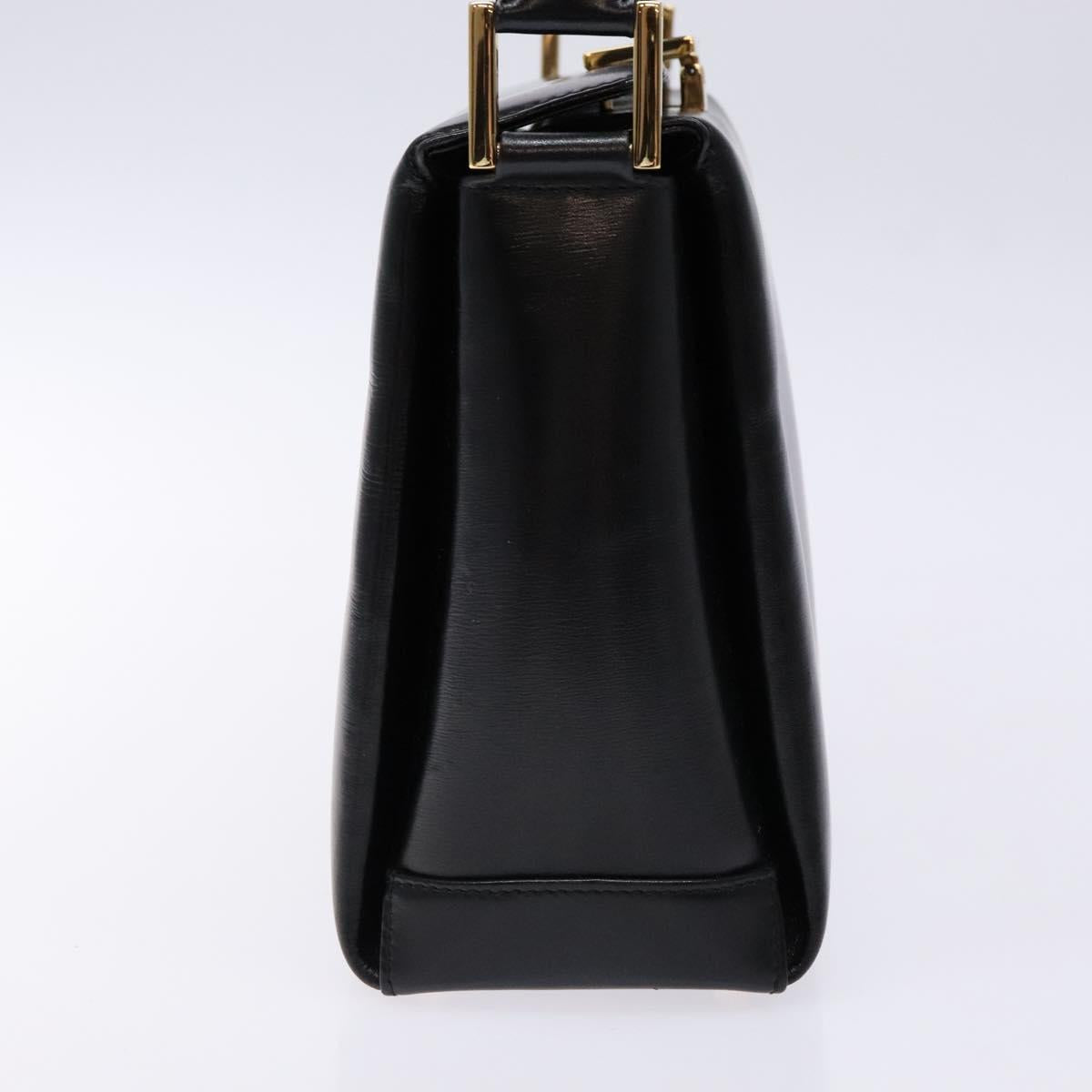 GUCCI Hand Bag Leather Black Gold 000 1448 1269 Auth ep9909
