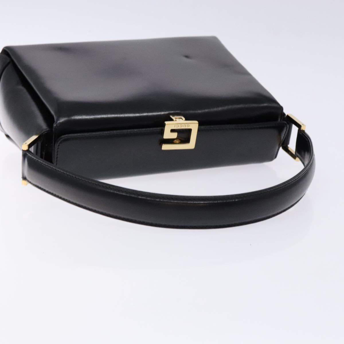 GUCCI Hand Bag Leather Black Gold 000 1448 1269 Auth ep9909