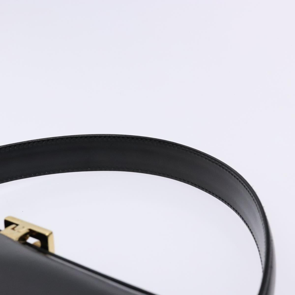 GUCCI Hand Bag Leather Black Gold 000 1448 1269 Auth ep9909