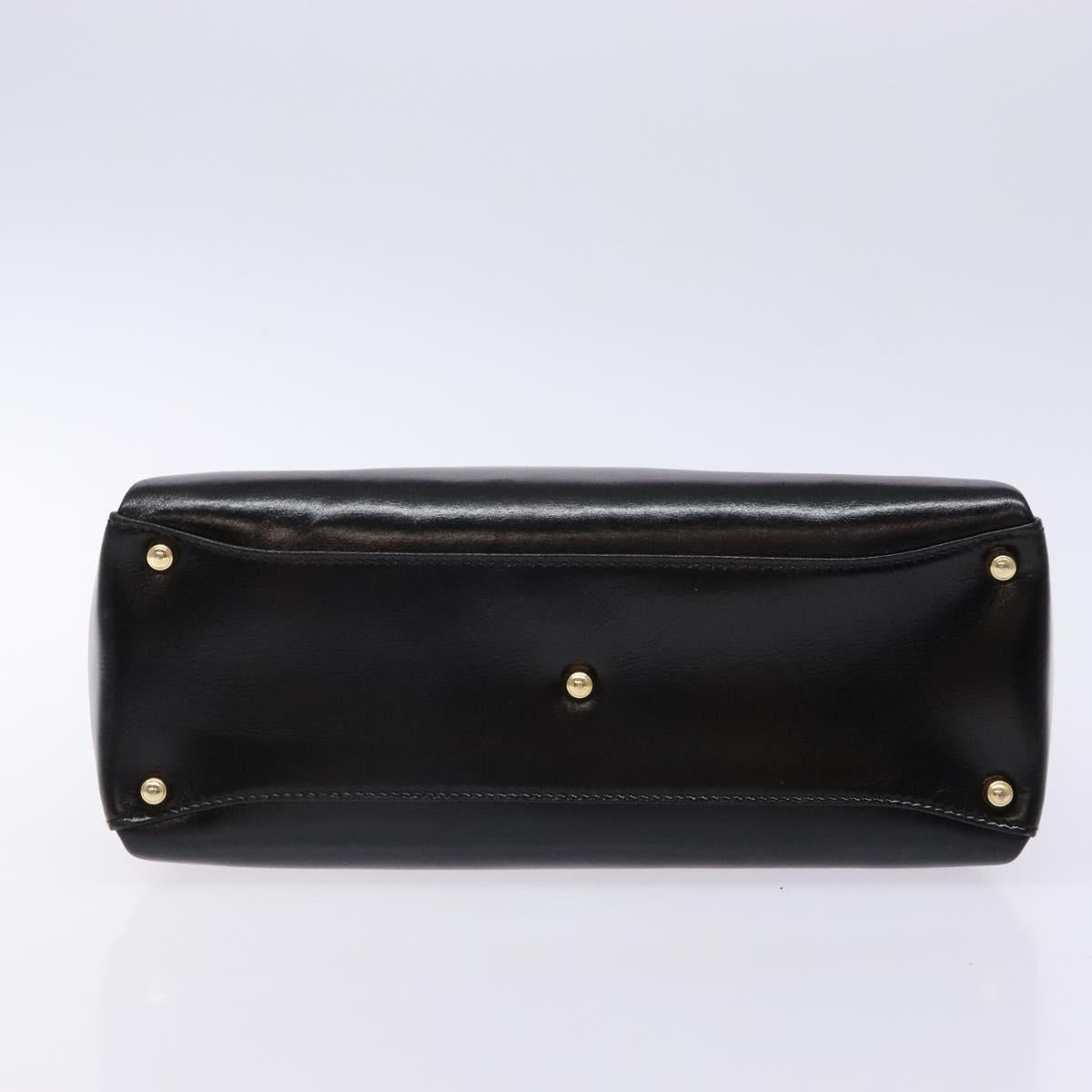 GUCCI Hand Bag Leather Black Gold 000 1448 1269 Auth ep9909