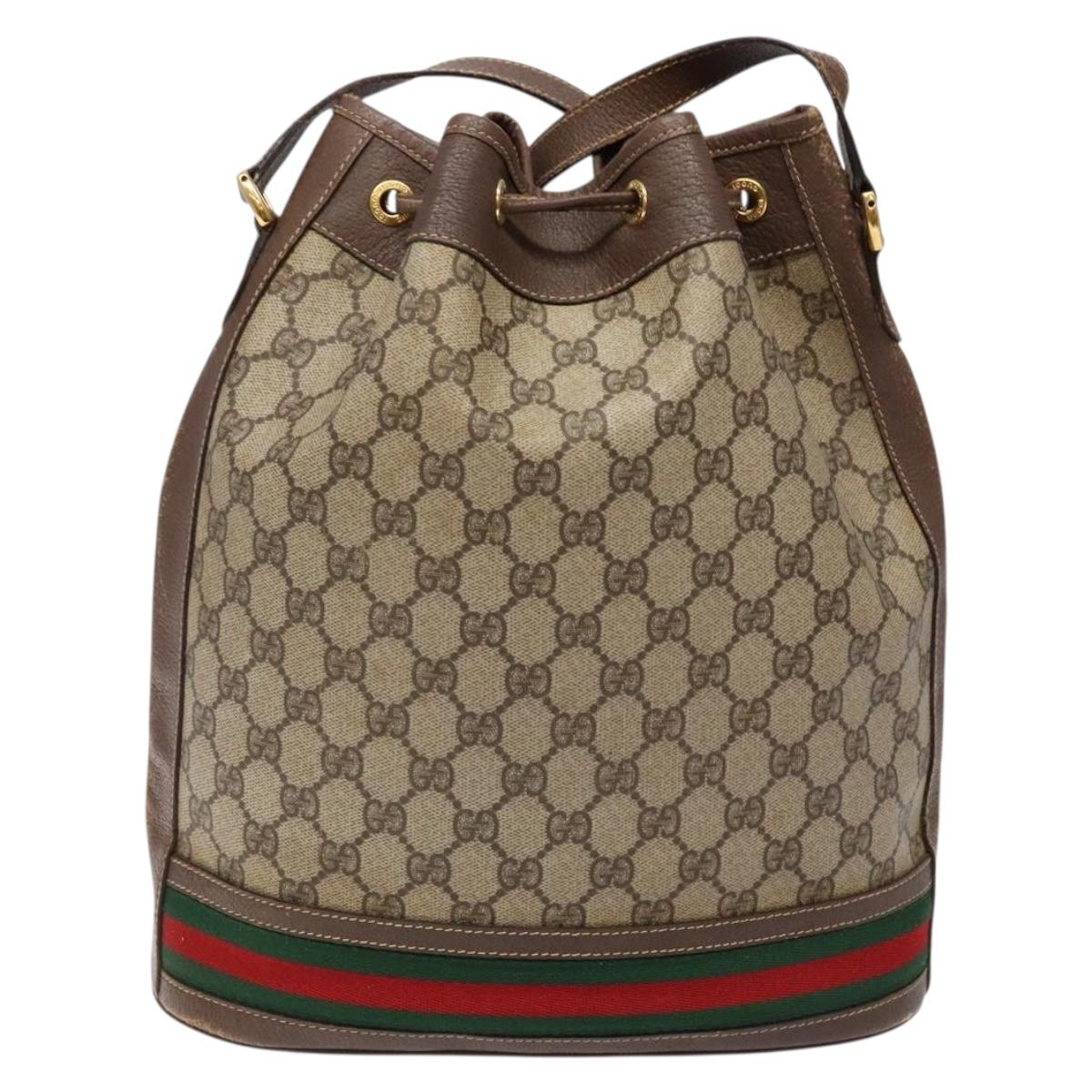 GUCCI GG Supreme Web Sherry Line Bag PVC Beige Gold 001 58 0933 Auth ep9913