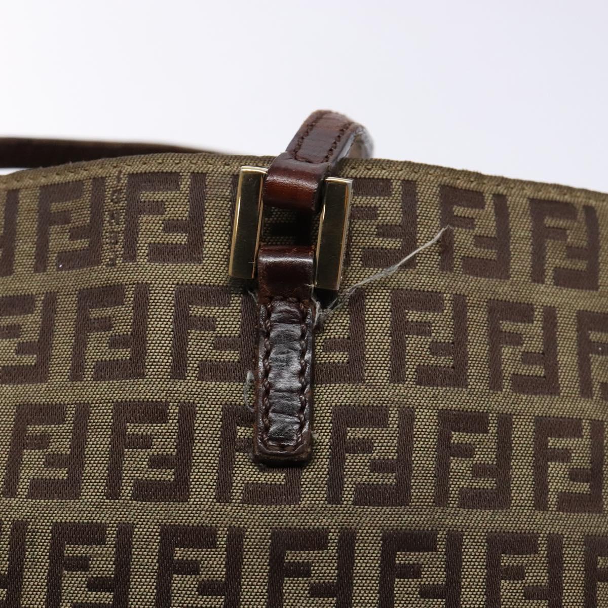 FENDI Zucchino Canvas Hand Bag Beige Brown Auth ep9916