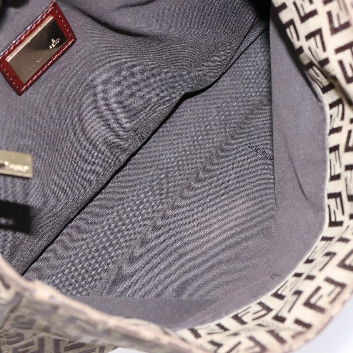 FENDI Zucchino Canvas Hand Bag Beige Brown Auth ep9916