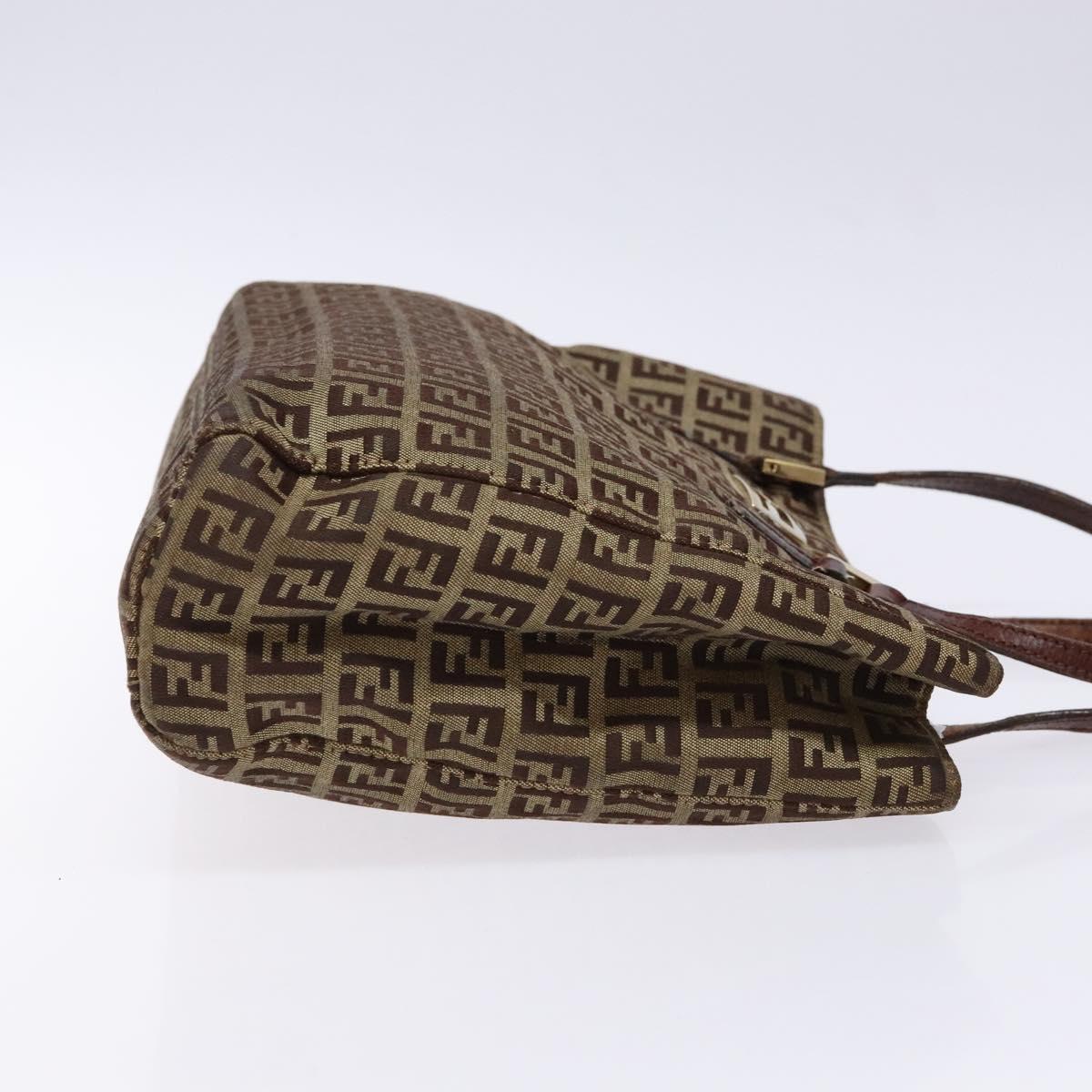 FENDI Zucchino Canvas Hand Bag Beige Brown Auth ep9916