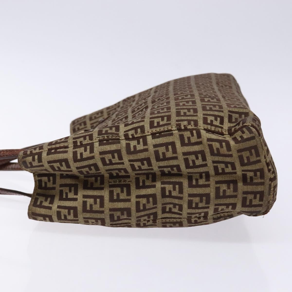 FENDI Zucchino Canvas Hand Bag Beige Brown Auth ep9916