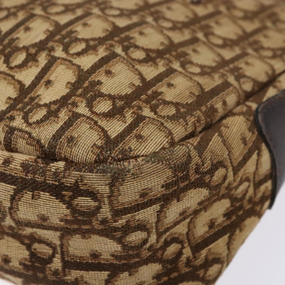 Christian Dior Trotter Canvas Shoulder Bag Brown Gold Auth ep9928