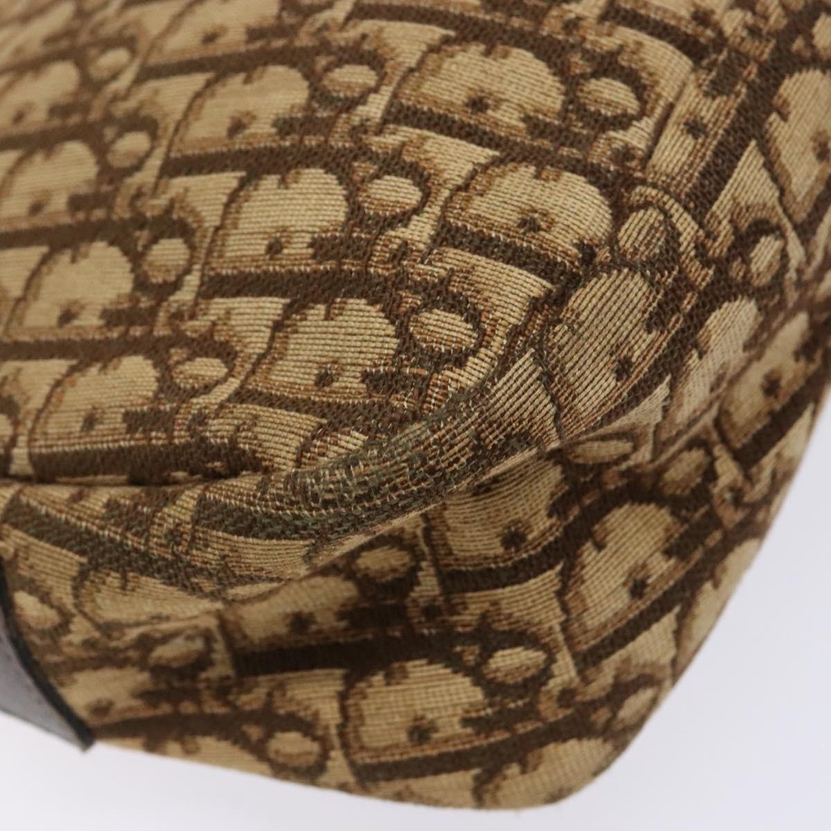 Christian Dior Trotter Canvas Shoulder Bag Brown Gold Auth ep9928