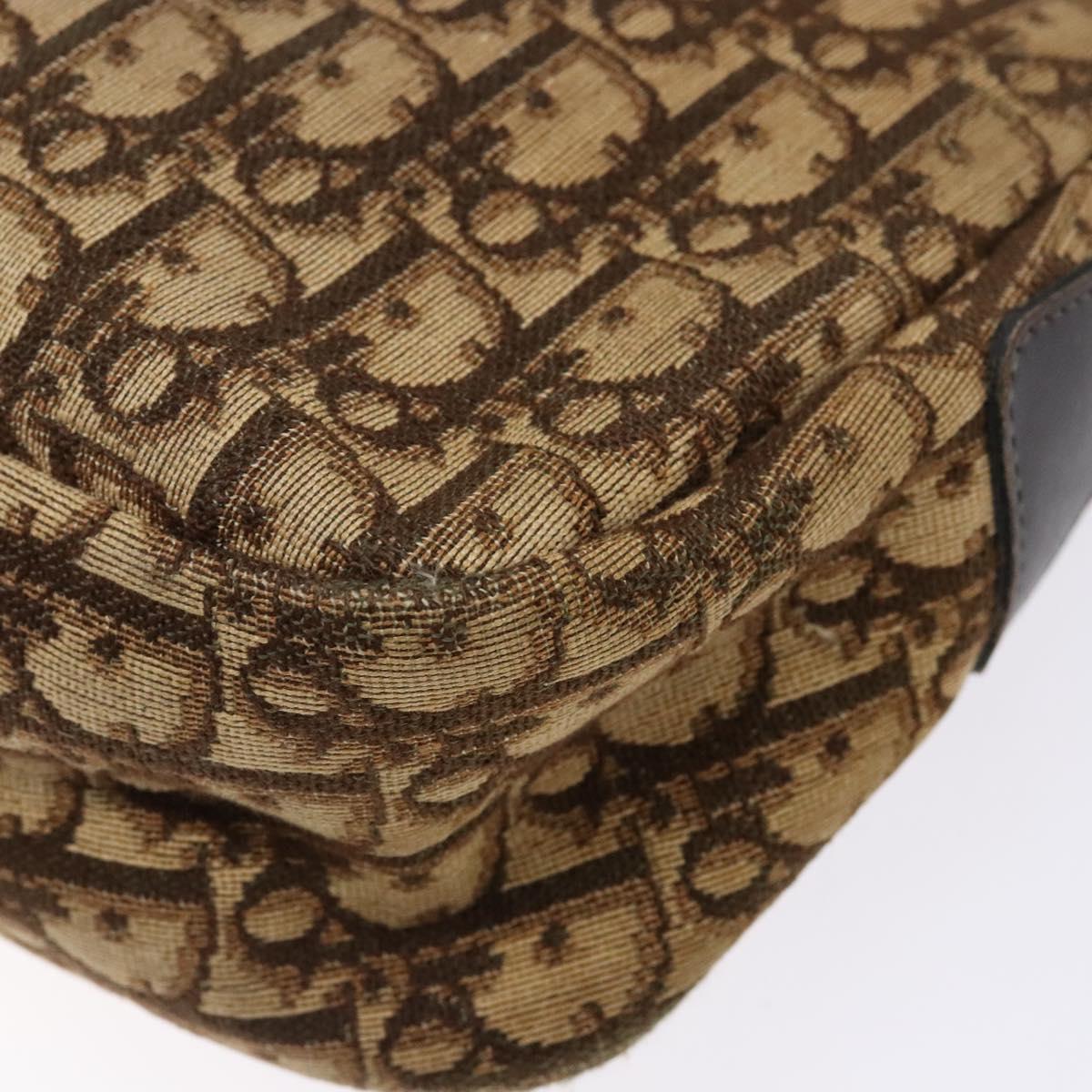 Christian Dior Trotter Canvas Shoulder Bag Brown Gold Auth ep9928