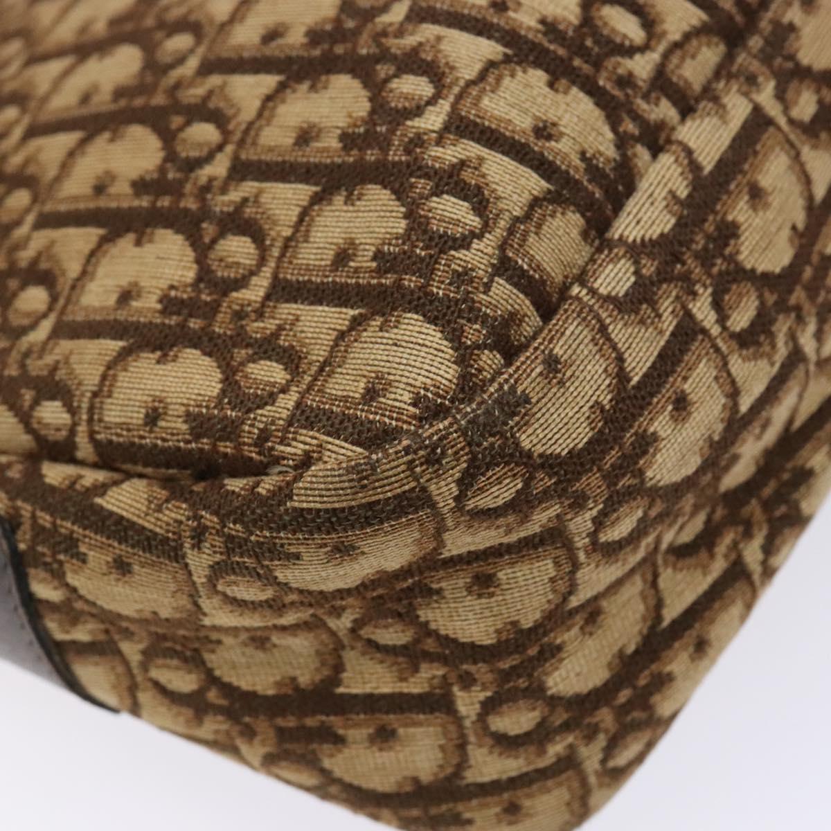 Christian Dior Trotter Canvas Shoulder Bag Brown Gold Auth ep9928