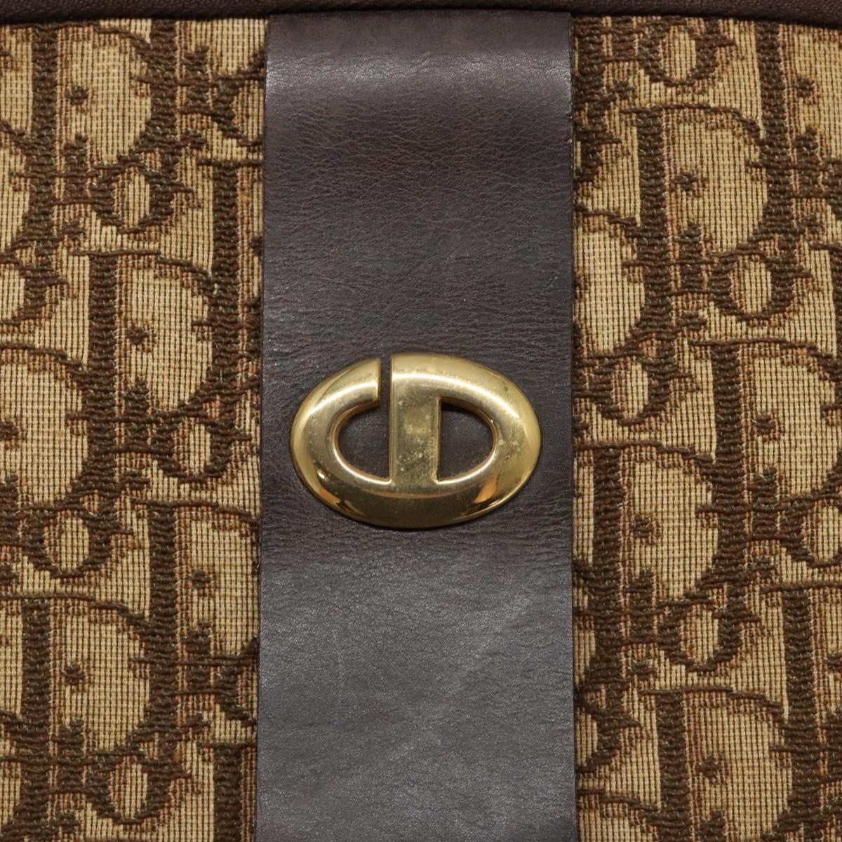 Christian Dior Trotter Canvas Shoulder Bag Brown Gold Auth ep9928