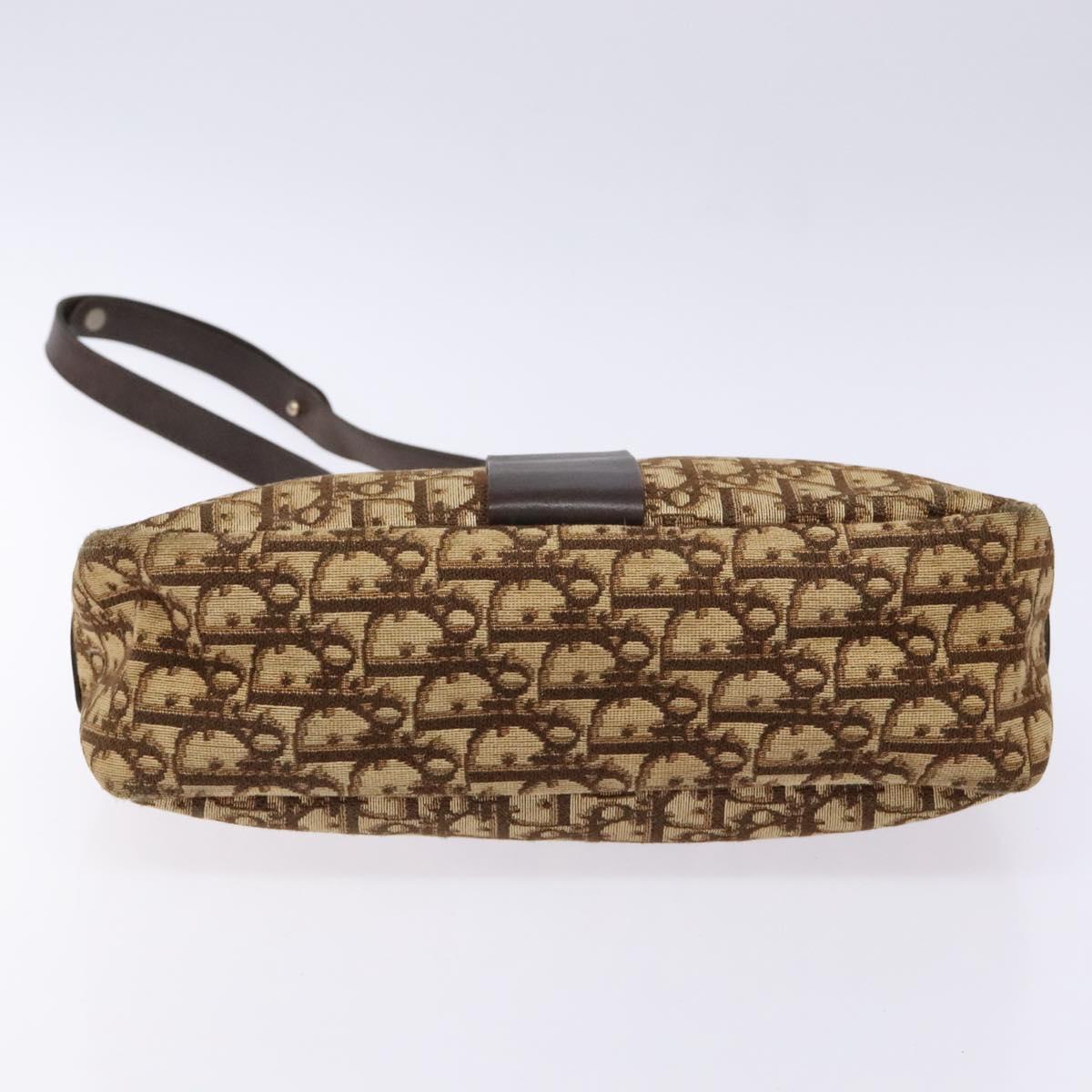 Christian Dior Trotter Canvas Shoulder Bag Brown Gold Auth ep9928