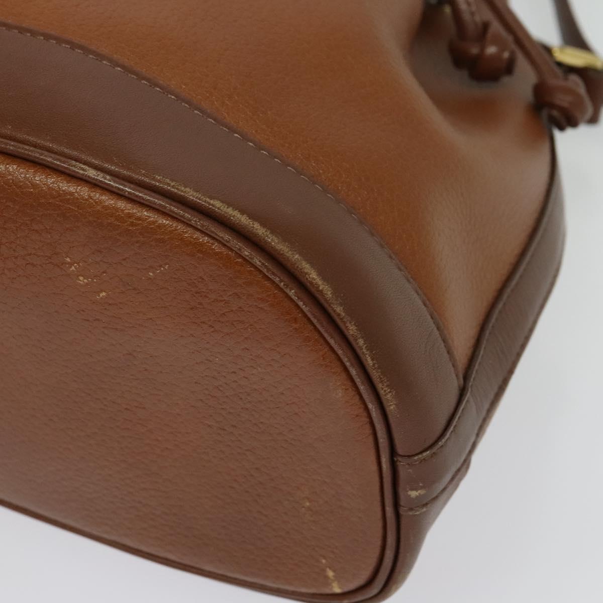 Burberrys Shoulder Bag Leather Brown Gold Auth ep9929