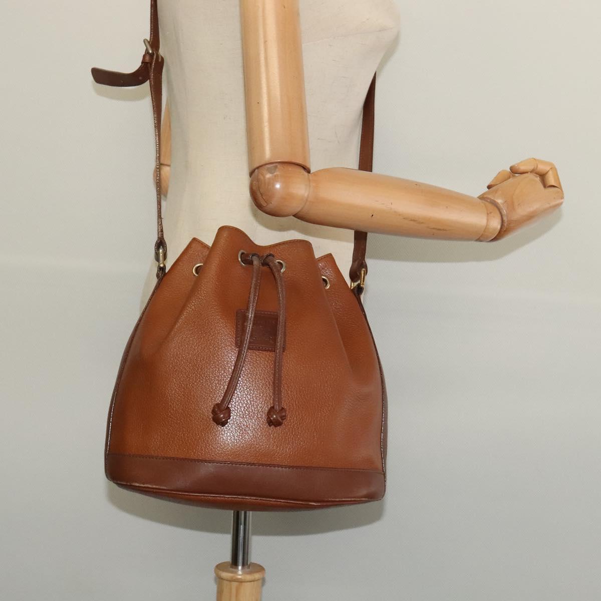 Burberrys Shoulder Bag Leather Brown Gold Auth ep9929