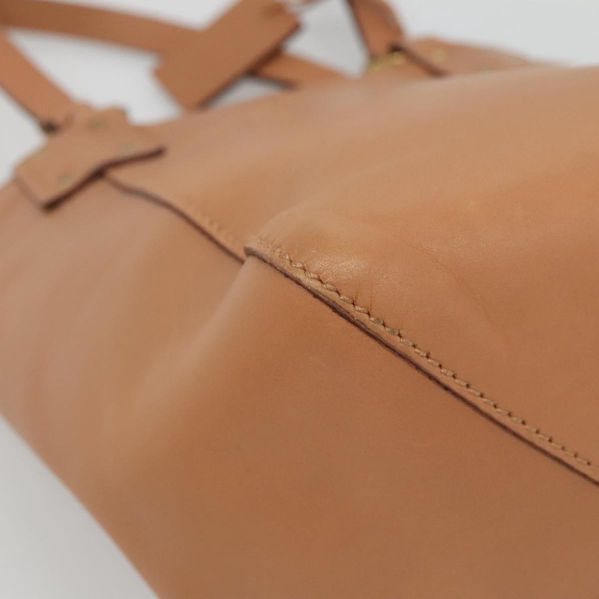 GUCCI Hand Bag Leather Beige Gold 94888 Auth ep9939