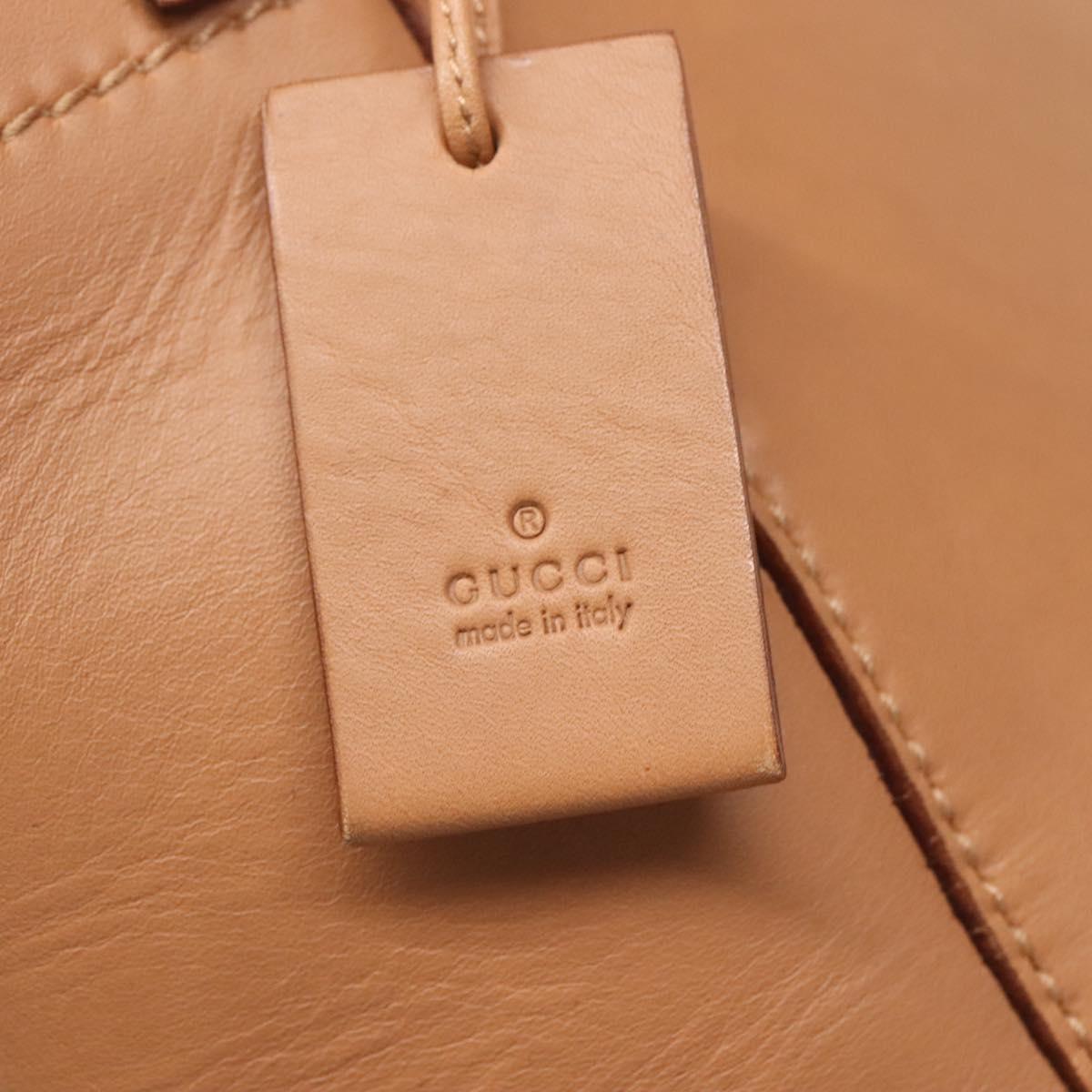 GUCCI Hand Bag Leather Beige Gold 94888 Auth ep9939
