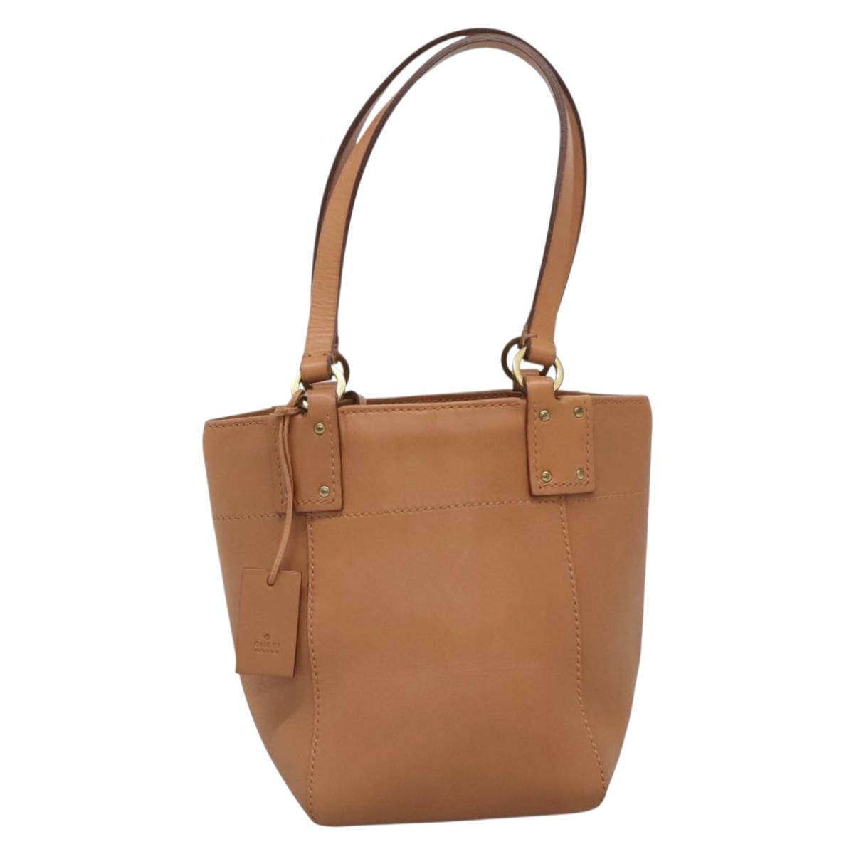 GUCCI Hand Bag Leather Beige Gold 94888 Auth ep9939