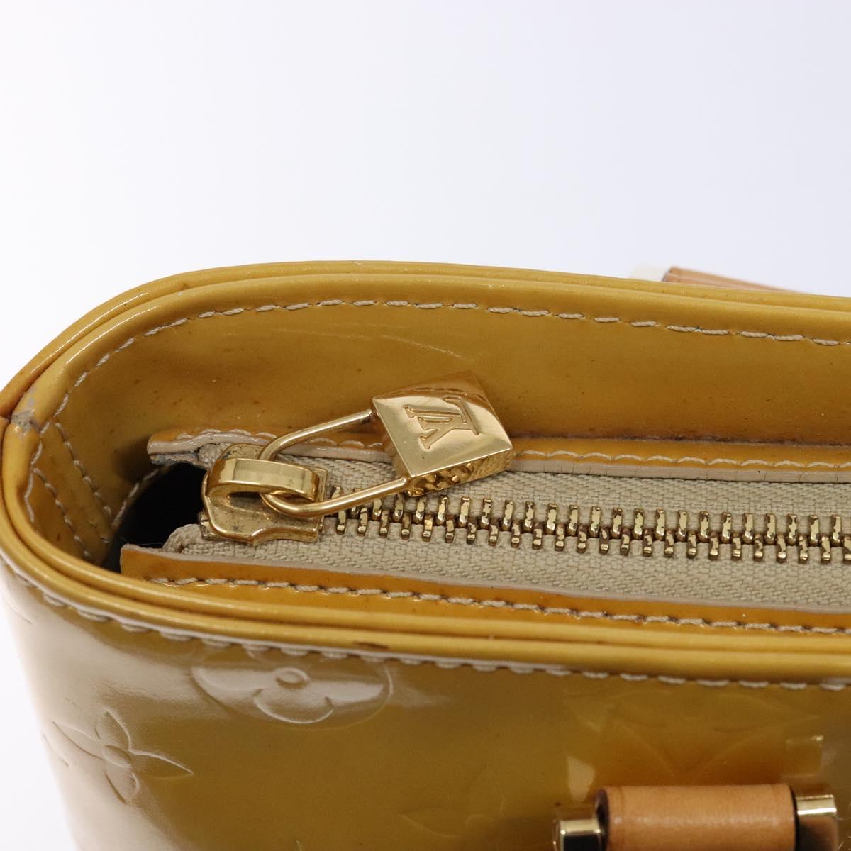 LOUIS VUITTON Monogram Vernis Houston Hand Bag Beige M91004 LV Auth ep9941