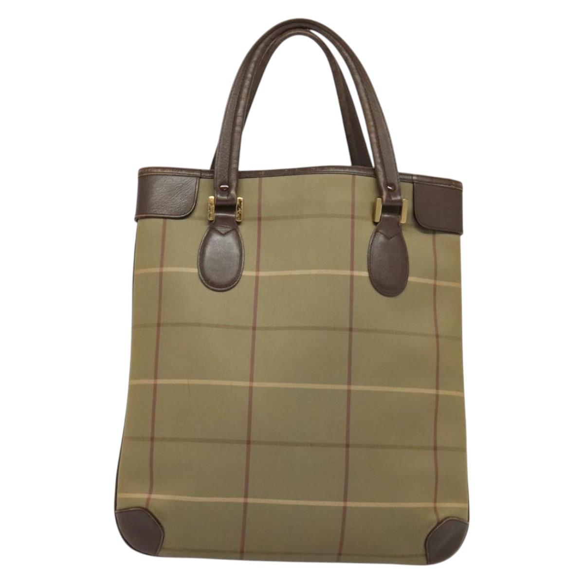 Burberrys Nova Check Tote Bag Canvas Beige Gold Auth ep9944
