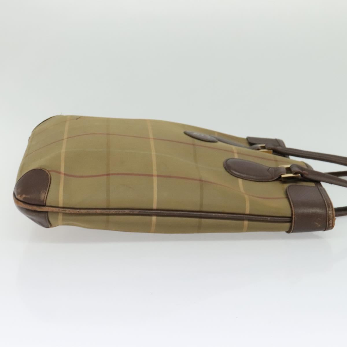 Burberrys Nova Check Tote Bag Canvas Beige Gold Auth ep9944