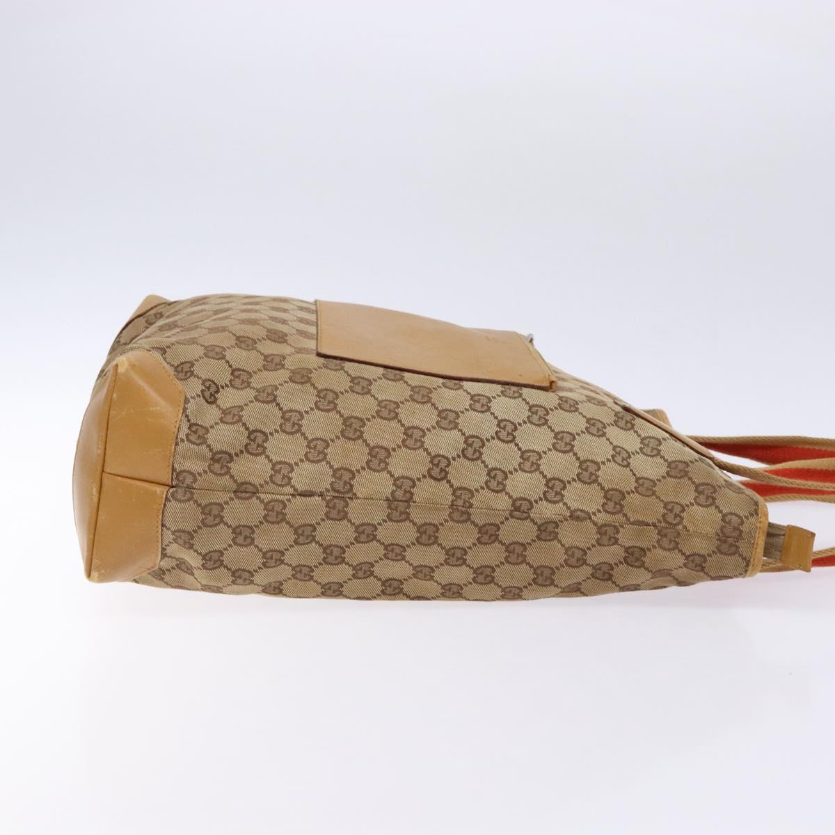 GUCCI GG Canvas Tote Bag Beige Silver 019 0401 Auth ep9945