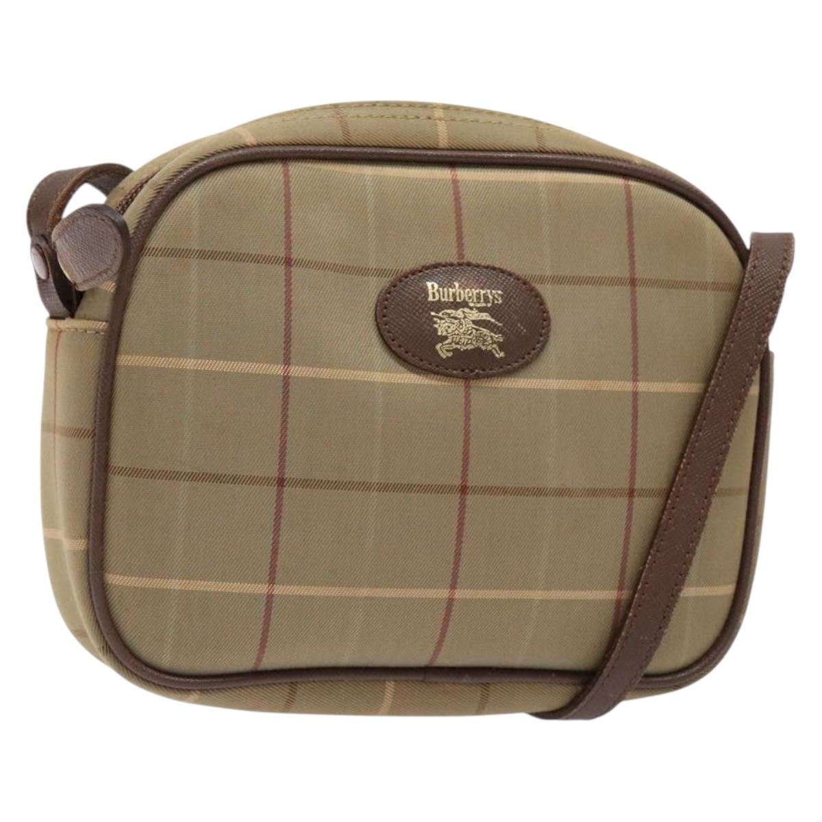 Burberrys Nova Check Shoulder Bag Canvas Beige Gold Auth ep9949